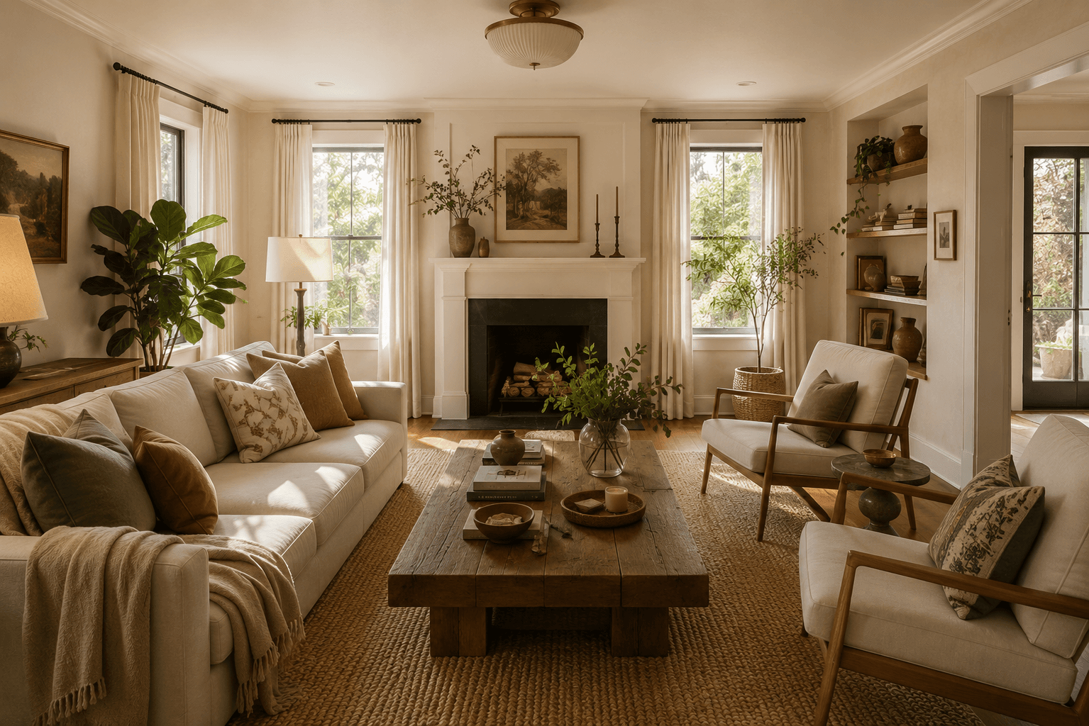 Bright living room after a professional Golden Hour house cleaning in Tigard